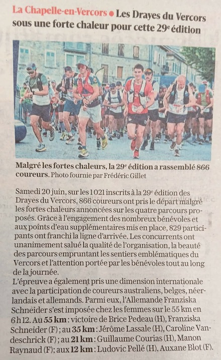 article DL après course
